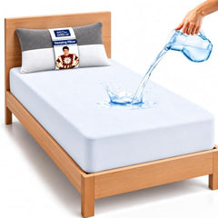 GADDA CO 100% Waterproof Premium Cotton Feel Mattress Protector King Size 78x72 Inch|Ultra Soft Breathable & Fitted Bed Protector Terry Cover Double Bed (6.5x6 feet, Fits 10 Inches, Grey)