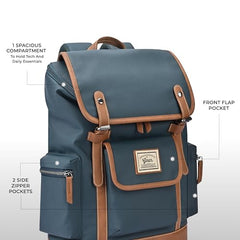 Gear Classic 16.5"/21L Medium Water Resistant Faux Leather Anti Theft Knapsack | Laptop Bag | Casual Bag | Travel Bag for Men/Women (Green - Brown)