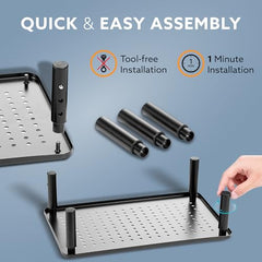 AGARO Monitor Stand for Desk, Laptop Stand & PC Riser, 3-Level Height Adjustable, Compatible with 24”, 27”, 29” & 32” Monitors, Laptop, CPU, Printer, Heavy-Duty Steel with Anti-Skid Pads, Black