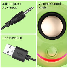ZEBRONICS Blues 2.0 Computer Speakers, 8 Watts, 45° Elevated Drivers, Dual Passive Radiators, USB Powered, AUX, Volume Control Knob, RGB LED, for Laptops & Desktop (Black)