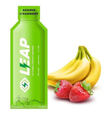 LEAP Energy Gel for Running & Cycling – Quick Energy Boost with Natural Ingredients, Amino Acids & MCT Oil – Fast Digestion Sports Gel for Athletes – Banana Strawberry Flavor – Pack of 5
