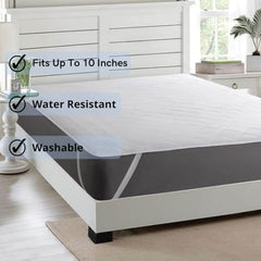 Trance Home Linen 100% Cotton Quilted Mattress Protector Single Siz Bed| Quilted Bed Cover |Water Resistant | Breathable 100% Cotton Pad with Elastic Straps on Corners (75x36 inch, Beige)