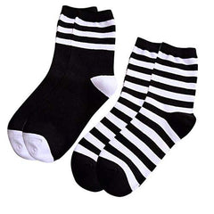 SYGA 2 Pair Black and White Coloured Daily Use Assorted Pattern Casual Socks for Women(Assorted)