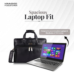 Hammonds Flycatcher Genuine Leather 15.6 Inch Laptop Office Bag for Men | 15.6” Padded Laptop Sleeve| 3 Zip Pockets| Detachable & Adjustable Strap| Pen,Wallet & Mobile Pocket |Durable|1 Year Warranty