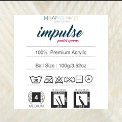 WOAFASHIONS - World of Arts Impulse Hand Knitting & Crochet Yarn, Premium Acrylic, 4 : Medium (Anchor Grey) (100gms / 3.5oz / 200mtr / 218yds)