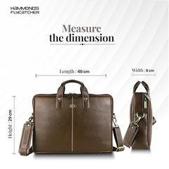 HAMMONDS FLYCATCHER Genuine Leather Office Bag for Men - 15.6 Inch Laptop Bag for Men for Professionals, Business Travelers - Adjustable Straps & Multiple Compartments - 1 Year Warranty - Brown
