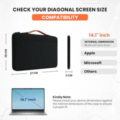 Dyazo 15.6 Inch Laptop Sleeve with Handle & Front Accessory Pocket with Organized Compartments | Soft Interior Padded Protective Case | Compatible for MacBook, HP, Dell, Lenovo, Asus & More (Grey)