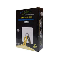 HOKIPO Magic Sticker Wall Hooks for Hanging, No Drill, Pack of 6, Silver | Plastic, self adhesive - no drilling or screws. Holds up to 3 kg per hook. 12 month adhesive warranty. Smooth surfaces only.