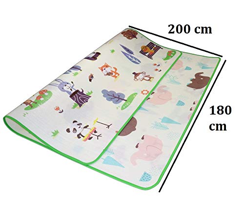 SYGA Double Sided Printed Waterproof Baby Play Mat Child Activity Foam Floor Crawling Baby Play Mat with Carry Bag (Multicolor)