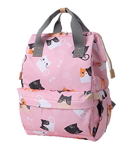 SYGA Diaper Bag Mother Bag Multi-Function Nappy Backpack Bag Organizer for Travel Diaper Bag (Pink Cat)