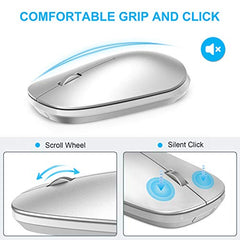 SPARIN Bluetooth Wireless Keyboard and Mouse Combo for iPad 13 and Above (Silver White)