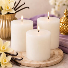 Pure Source India Paraffin Wax Scented Pillar Candles for Home Decor Smokeless & Dripless Candle (Rose - Red) Set of 3.