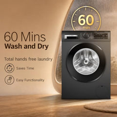 Bosch 12 kg (washer), 7 kg (Dryer) Front Load Fully Automatic Washer Dryer Machine, AI ActiveWater, Inbuilt heater, 14 Wash Programs, 66L Large Drum, Cast Iron Grey, WNA2740RIN (2026 model)
