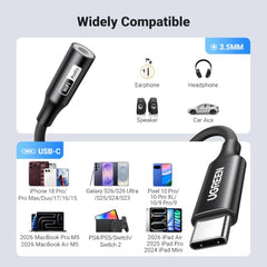 UGREEN USB C to 3.5mm Audio Adapter, Hi-Res 32bit/384KHz Type C Aux Dongle