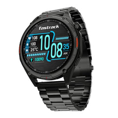 Fastrack MYND 1.93” AMOLED Display Smart Watch for Men & Women with AI Watch Faces,AI Chat,Offline Voice Commands,Curved Metallic Design,Functional Crown,BT Calling, Health Suite,100+ multisport modes