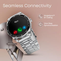 Fastrack MYND 1.93” AMOLED Display Smart Watch for Men & Women with AI Watch Faces,AI Chat,Offline Voice Commands,Curved Metallic Design,Functional Crown,BT Calling, Health Suite,100+ multisport modes