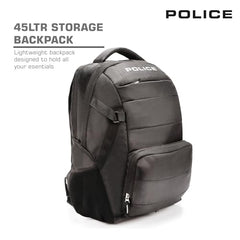 Police 35 Litre Office Laptop Backpack Bag for Man/Women Water Resistant College Bag for Boys Stylish Trendy and Durable - Black