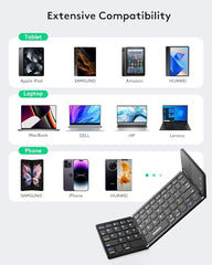 Samsers Foldable Bluetooth Keyboard with Touchpad, Ultra Slim Compact,Black