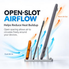 SPROSO QuadNest 4-Slot Vertical Laptop Stand, Black, Pack of 2