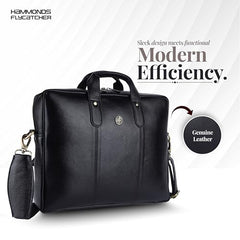 HAMMONDS FLYCATCHER Men Genuine Leather Office Bag - Laptop Bag - Padded Laptop Compartment, Fits 14 Inch Laptop - Adjustable Strap, 1 Year Warranty - Office, Travel, Daily Use - Brushwood, Brown