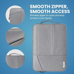Dyazo 15-15.6 Inch Laptop Sleeve Case | Water Resistant Cover with Charger Pouch & Three Front Pockets | Compatible for Dell, HP, MacBook, Lenovo, Acer, Asus & All Other Notebooks (Black)