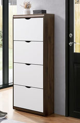 DeckUp Jade Engineered Wood 4-Door Shoe Rack (Walnut & White, Matte Finish)