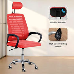 Casa Copenhagen Mesh Mid Back Office/Study/Computer/Revolving/Desk Chair for Work from Home -Metal Base, Height Adjustable Seat - Grey Milange & Black Handle