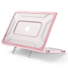 ProElite Transparent Case for MacBook Neo 13 inch 2026 Model Touch ID, Heavy Duty Honeycomb Hard Shell with Slim TPU Bumper and Fold Kickstand, Dark Blue