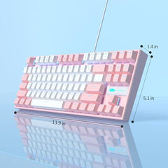 MageGee 75% Mechanical Gaming Keyboard with Brown Switch, LED White Backlit Keyboard, 87 Keys Compact TKL Wired Computer Keyboard for Windows Laptop PC Gamer - Retro Grey/White