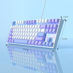 MageGee 75% Mechanical Gaming Keyboard with Brown Switch, LED White Backlit Keyboard, 87 Keys Compact TKL Wired Computer Keyboard for Windows Laptop PC Gamer - Retro Grey/White