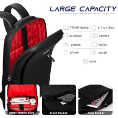 REDHORNS Waterproof 15.6-Inch Laptop Backpack for Unisex Travel Laptop Bag For Office Bag School Bag College Bag Business Bag - Black
