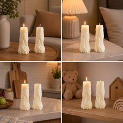 Decorative Fragrance Candle with Raised 3D Ivory Swirl Pillar Artwork | Long Burning Scented Candle for Home Décor, Living Room, Bedroom, Meditation Space, Table Decoration & Gift