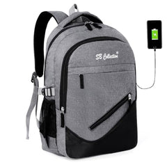 S.B. Collection Bags Unisex Usb Waterresistance Office/Business/College Daily Use Helping hand Backpack 32L Laptop Backpack (Grey Pro Plus)