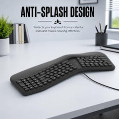 Ant Master 05 Wired USB Keyboard - Full-Size 104 Keys with Numeric Pad | Membrane Silent Typing, 1.3m Cable, Plug & Play | Ergonomic Office & Home Keyboard for PC, Laptop, Mac & Linux – Black
