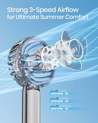 ARCTICOOL Portable Mini Fan - Rechargeable Hand Fan with 3 Adjustable Speeds, 2000mAh Battery, Lightweight Design, Low Noise, and Easy Portability for Indoor and Outdoor Use (Deep Black)