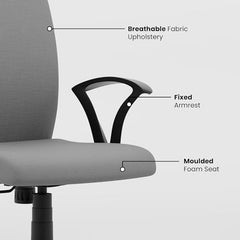 Green Soul Seoul X Office Chair, Mid Back Fabric Ergonomic Home Office Desk Chair with Comfortable & Spacious Seat, Rocking-tilt Mechanism & Heavy Duty Metal Base (Black)