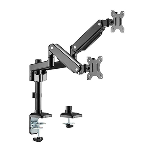 SYGA Monitor Stand Arm Desk Mount Fully Height Adjustable Bracket with C-Clamp & Gronment 180 Tilt Rotation Supports 16 to 31 Inch Monitors and TV (DualArm Black)