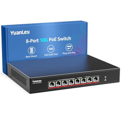 YuanLey 18 Port 2.5G PoE Switch Unmanaged, 16 x 2.5G Base-T PoE Ports, 2 x 10G RJ45 UpLink, IEEE802.3af/at, 250W, Compatible with 100/1000/2500Mbps, Metal Case, 2.5Gbe Network Switch