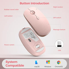 TECKNET Wireless Mouse, 2.4G Ergonomic Computer Mouse, 2600 DPI, Green
