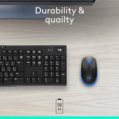 Logitech M190 Wireless Mouse,Full Size Ambidextrous Curve Design, 18-Month Battery with Power Saving Mode, USB Receiver, Precise Cursor Control + Scrolling, Wide Scroll Wheel, Scooped Buttons -Blue