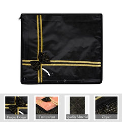 Kuber Industries Non-Woven Saree Storage Bag | Clothes Storage Bag | Wardrobe Storage Bag | Cloth Storage Organizer | Top Visible Window Saree Bag | Bow Golden Printed | 3 Inch | Pack of 6 | Maroon
