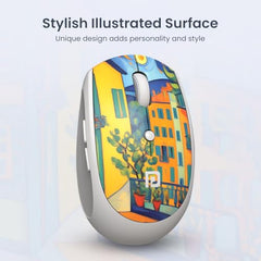 Portronics Toad III Plus Rechargeable Bluetooth Mouse with Bluetooth & 2.4 GHz Wireless Connectivity, Stylish Illustrated Design, 6 Buttons, Soft Silicone Grip for Laptop, PC, Mac (White)