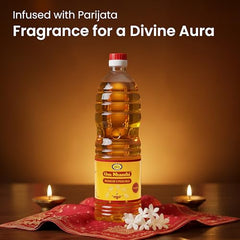 Om Shanthi POOJA MADE PURE Cycle Pure Om Shanthi Puja Oil, Blend Of 5 Puja Oils With Jasmine Fragrance for Daily Puja, Festivals - Pack Of 2 (1 litre per Pack)