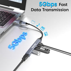 Sounce 4-Port USB 3.0 Hub for PC – High-Speed Aluminum USB Hub Compatible with PC, MacBook, Mac Pro, Mac mini, iMac, Surface Pro, and XPS. 4-Port High Speed USB Hub with Aluminium Shell