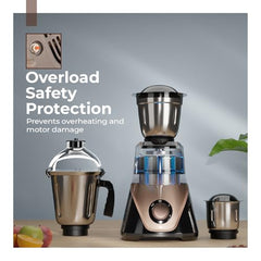 Lifelong 750 Watt Mixer Grinder for Kitchen | 4 Jars 750 Watt Mixie with Chutney Jar,Jar for Shakes,Wet Grinding and Juicer |Blender for Juices & Shakes| 1 Year Warranty with Pan India Service