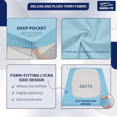 GADDA CO 100% Waterproof Premium Cotton Feel Mattress Protector King Size 78x72 Inch|Ultra Soft Breathable & Fitted Bed Protector Terry Cover Double Bed (6.5x6 feet, Fits 10 Inches, Grey)