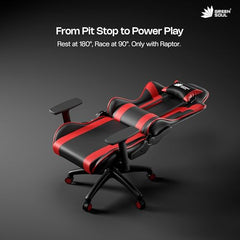 Green Soul Raptor 2.0 Racing Edition Ergonomic Gaming Chair with Premium PU Leather, Adjustable Neck & Lumbar Pillow, 3D Adjustable Armrests & Heavy Duty Nylon Base (Black & Red)