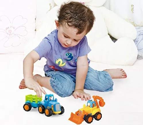 Syga Unbreakable Happy Engineering Construction Vehicles Including Tractor/Bulldozer/Dumper/Cement Mixer Toy for Kids/Toddlers/Infants/Children/Baby/Pull Back car Set of 4