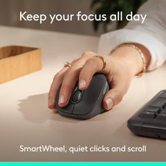 Logitech Signature Comfort Plus M850 L Wireless Mouse, Bluetooth Mouse with Palm Cushion, Silent Clicks, 24-Month Battery, Customizable Buttons, for Windows, Mac, iPad - Graphite