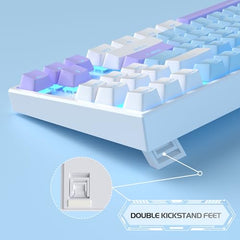 MageGee 75% Mechanical Gaming Keyboard with Brown Switch, LED White Backlit Keyboard, 87 Keys Compact TKL Wired Computer Keyboard for Windows Laptop PC Gamer - Retro Grey/White